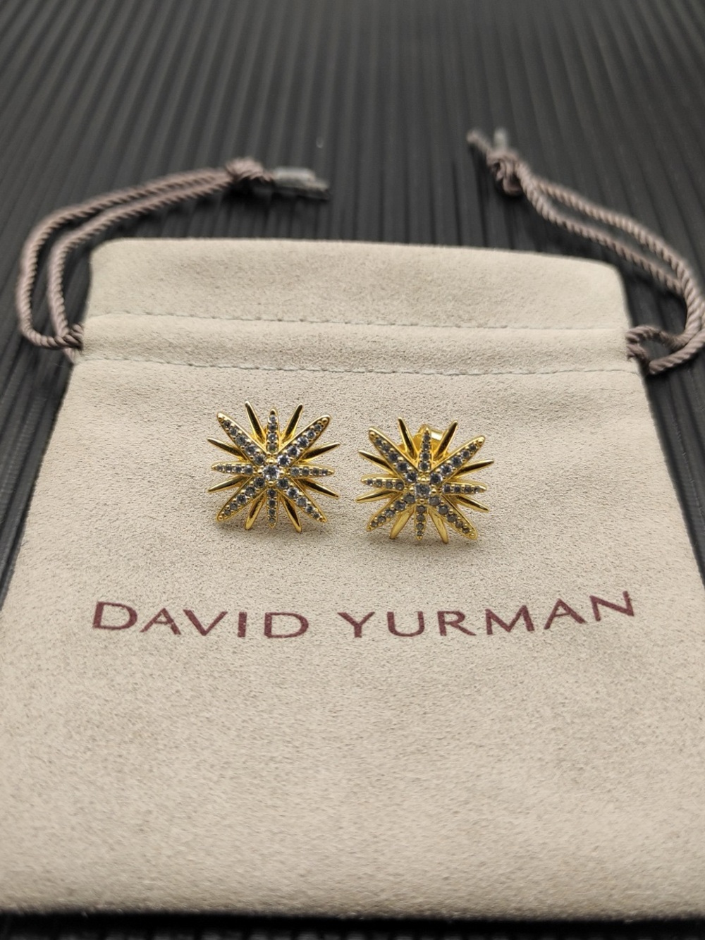 David Yurman Gold Starburst Pavé Diamond Earrings